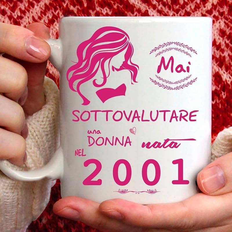Tee Design Mug 2001 Birthday Woman 25 Years, Gift Idea Never Underestimate a Woman Born in 2001 – Mugs for Funny Gifts – Funny Gadget