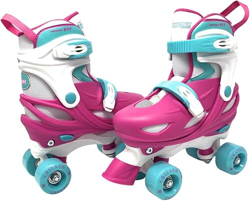 Chicago Skates Glitzy - Patines de ruedas para niños, patines ajustables para niñas y niños, ruedas iluminadas, patines cuádruples duraderos para