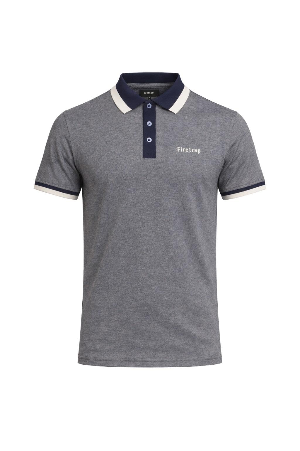 Firetrap Men's Polo Shirt - Cotton Rich Jacquard - Navy - M