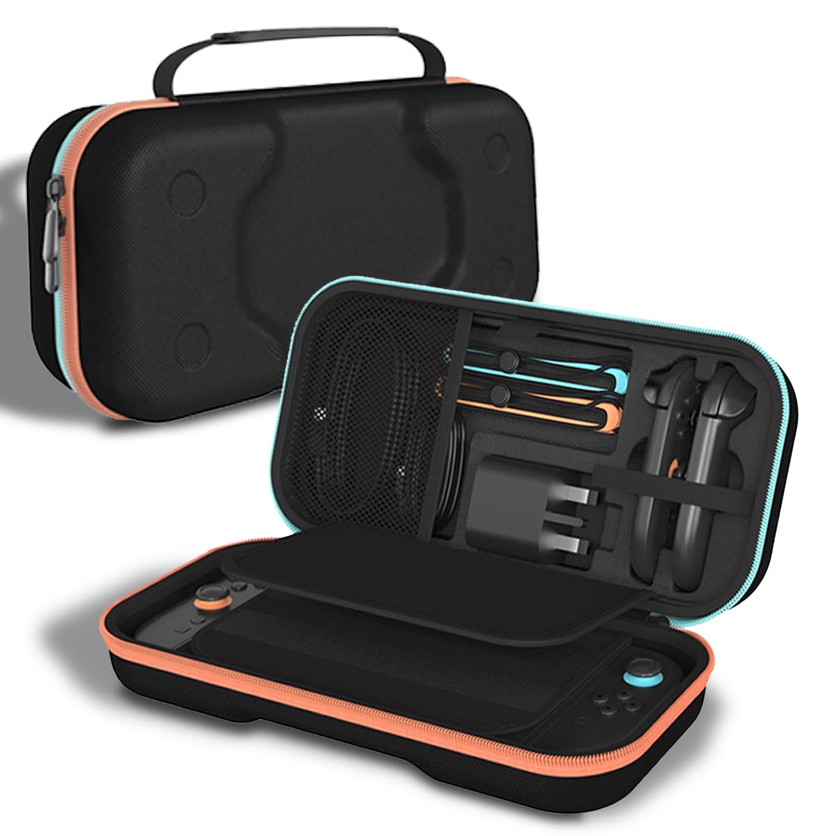 HADUIMIY Portable Carrying Case Compatible with Nintendo Switch 2, Hard Shell Travel Protective Case with 24 Games Cartridges/Console Storage Organizer | Shockproof | Waterproof, Built-In Bracket