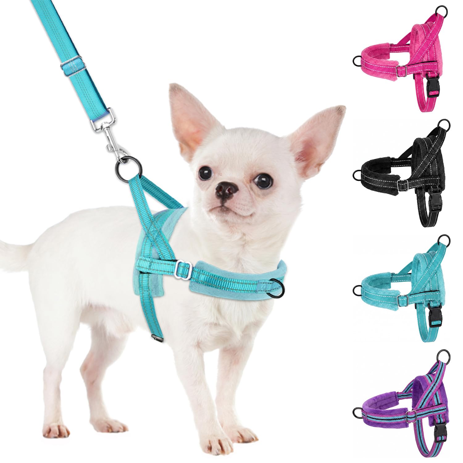 SlowTon No Pull Small Dog Harness and Leash Set with Front Clip