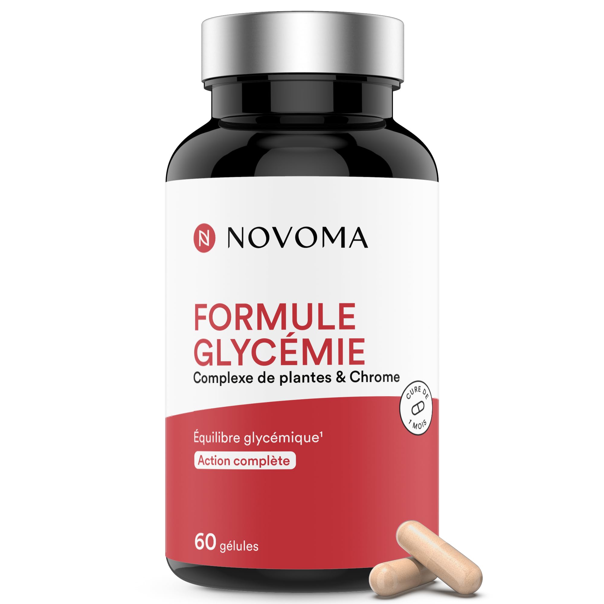 NOVOMA Formule Glycémie 200 µg de Chrome, Complexe avec Reducose® et Chrome CrPix®, Équilibre Métabolique et Gestion du Poids, Cure de 1 mois, Fabriqué en France