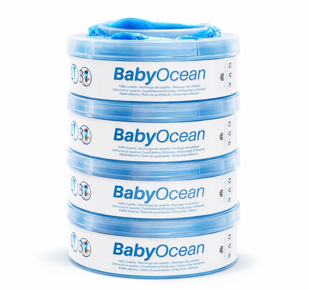 BabyOcean - ricarica compatibile per Tommee Tippee per sistema di smaltimento pannolini, compatibile con il Twist&Click e Sangenic TEC. 7 strati Anti-odore 10 metri di lunghezza. (4pz)