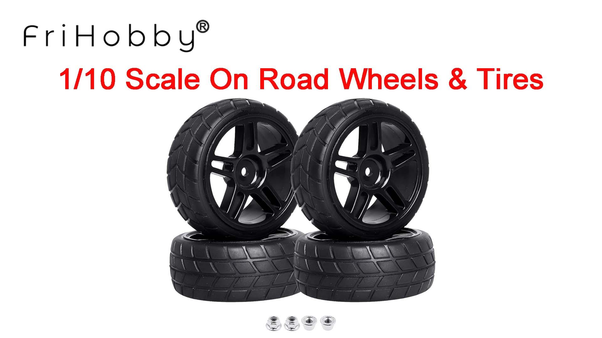 12mm Hex 1/10 On-Road Wheels And Tires Soft With Foam Inserts For RC Touring Cars - Set Of 4