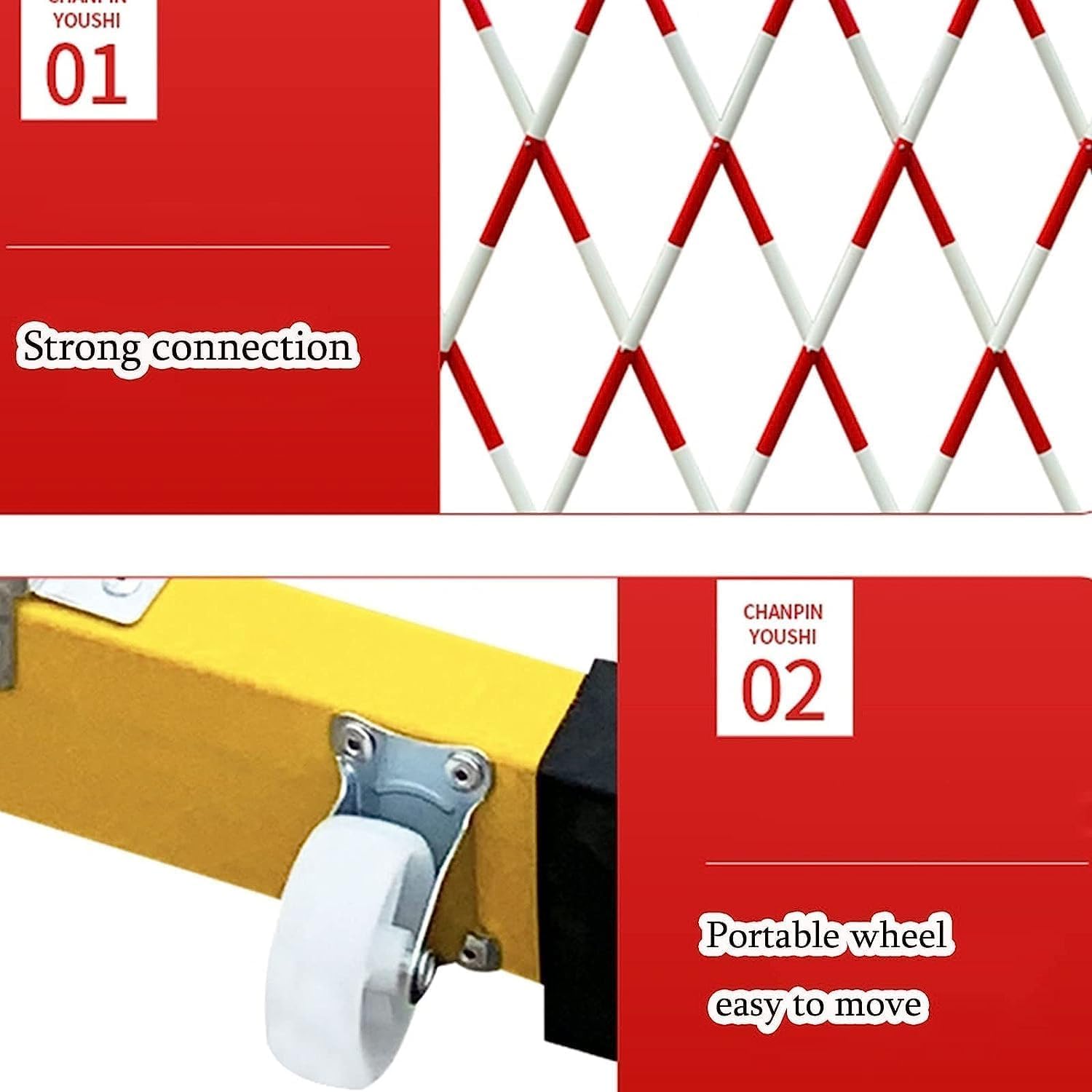 Barrera de seguridad móvil, control de tráfico retráctil, barrera de concertina portátil ajustable para una gestión eficaz del espacio, ideal para eventos y control de multitudes