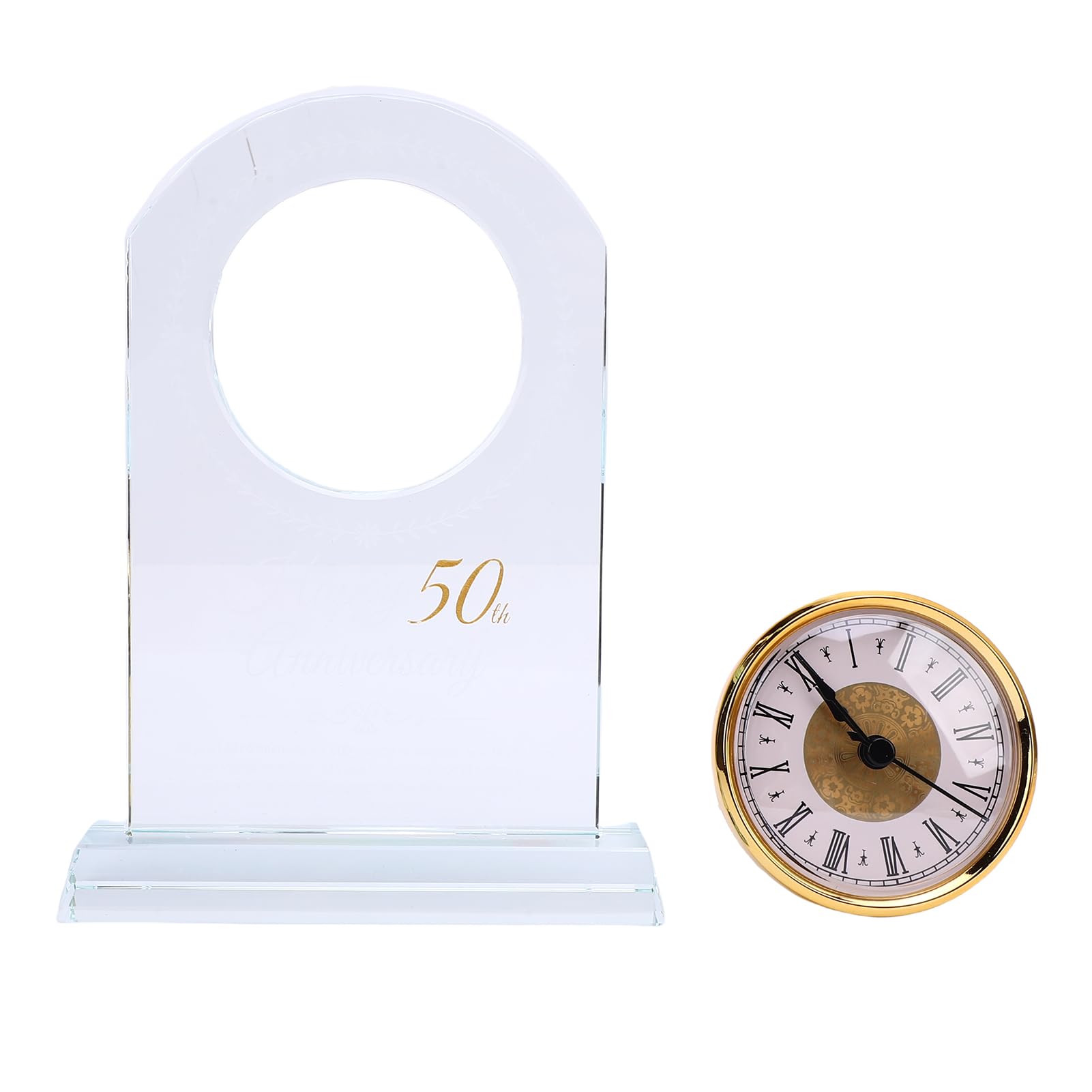 Reloj de cristal moderno grabado en 3D, reloj de mesa decorativo para aniversario, boda, cumpleaños, decoración del hogar y la oficina