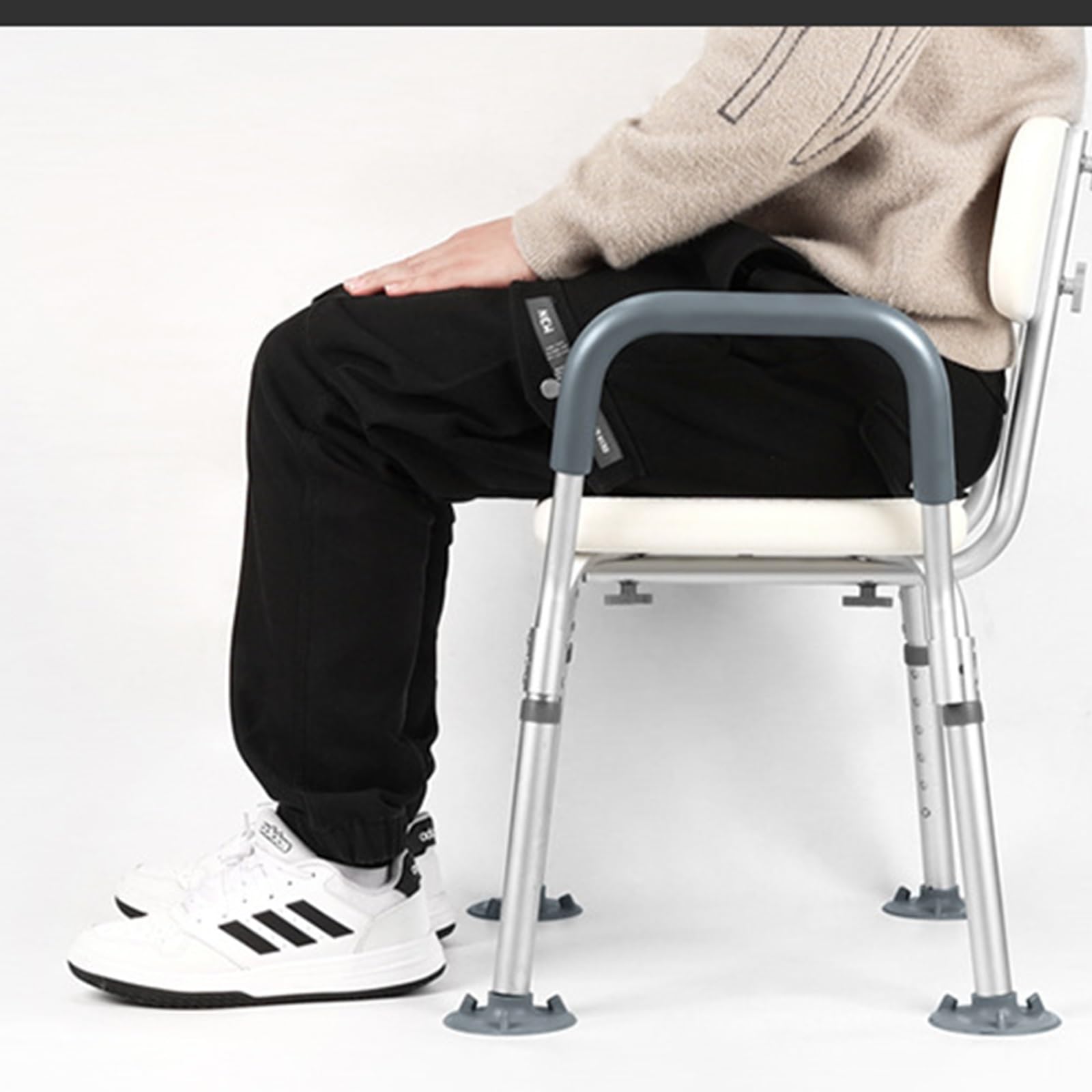Silla De Ducha for Mayores, Ortopédica, Taburete De Ducha for Ancianos, Altura Regulable, Silla De Baño con Respaldo, Conteras Antideslizantes,41-54cm