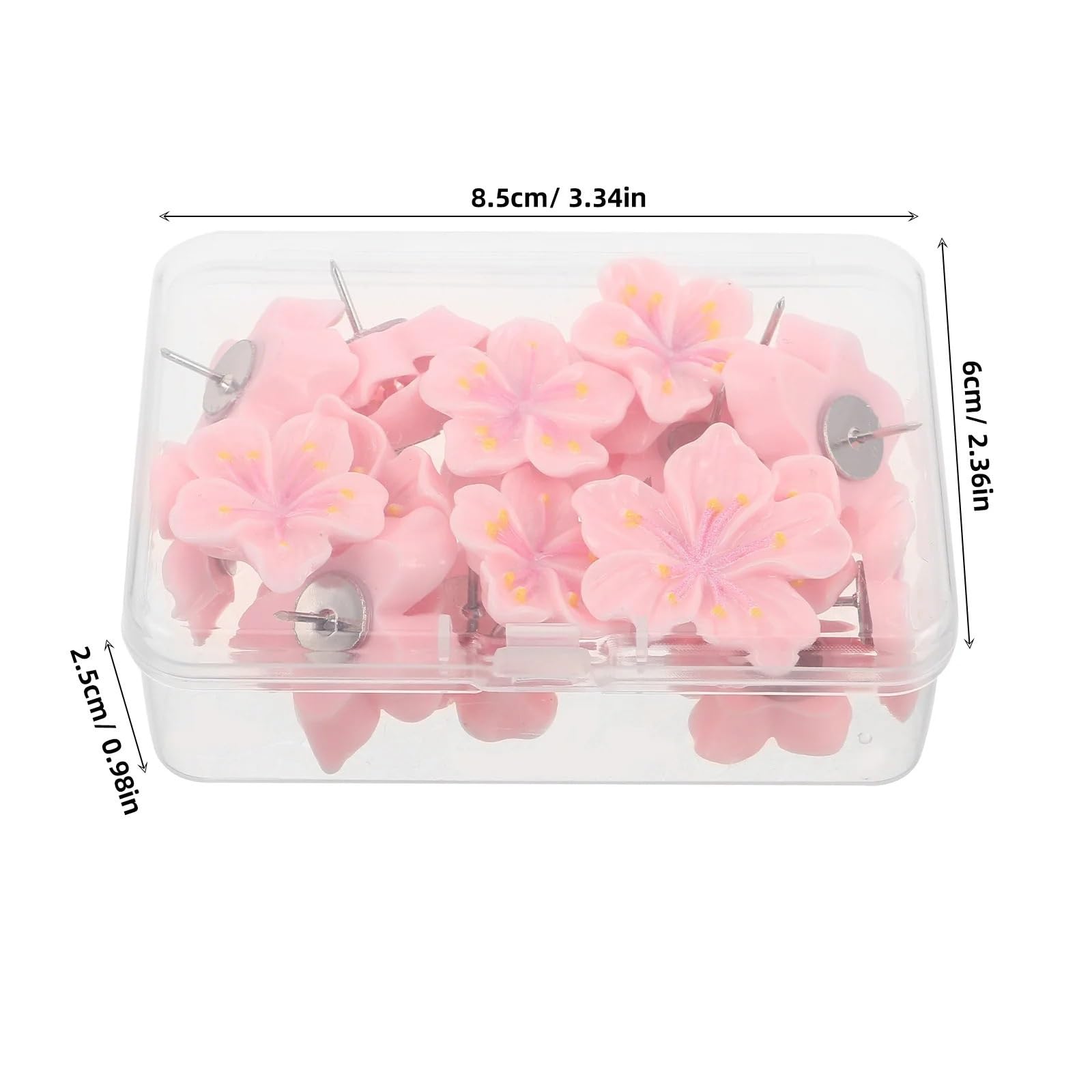Puntine da disegno decorative, 30 pezzi, a forma di fiore rosa, in resina, 3D, for bacheche, mappe e poster.
