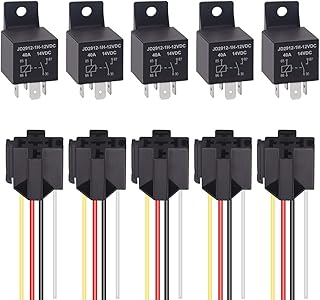 smseace 5PCS DC 12V 40A 4PIN SPST Electrical Relay with Socket Plug 5 Wire Used for Automotive Truck Motor JD2912-1H-12VDC 40A 14VDC Normally Open Relays JDC-4p-12v-40A-5PCS