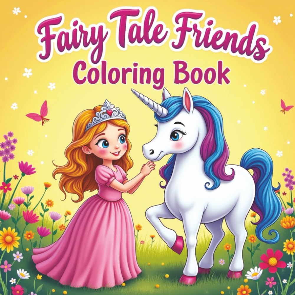 Fairy Tale Friends Coloring Book: Princesses, Magical Unicorns, and Mermaids Coloring Pages