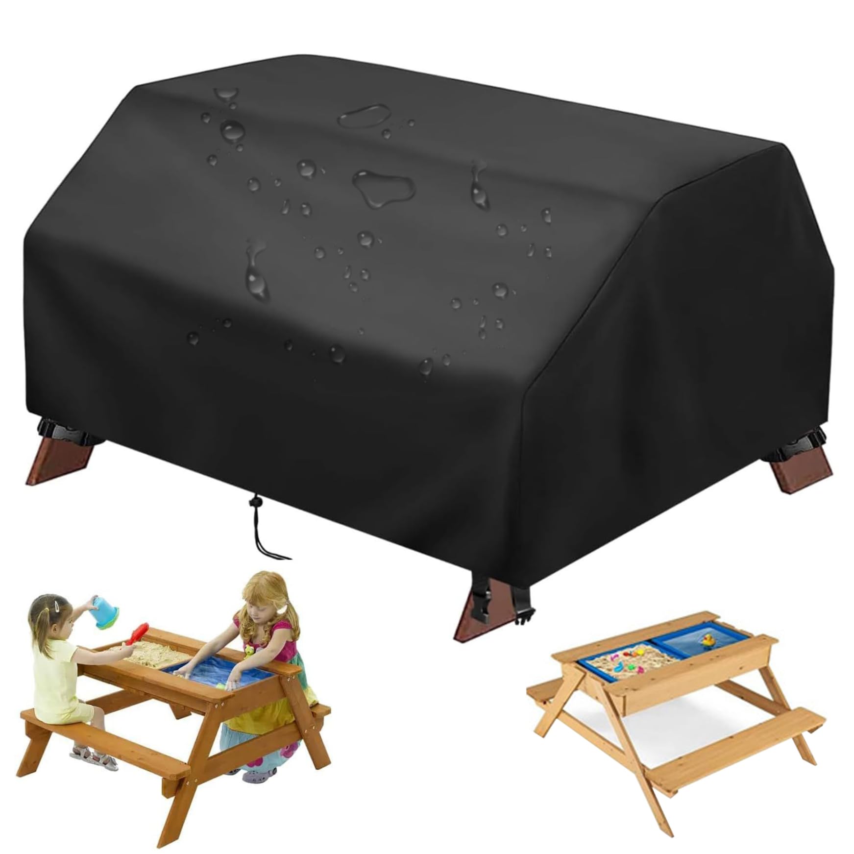 Jorzer Water Table Cover Waterproof Sand & Water Table Cover 40x40x20'' Outdoor Toddler Picnic Desk Covers with Drawstring ＆ Leg Strap Kids Furniture Accessories (Cover Only)