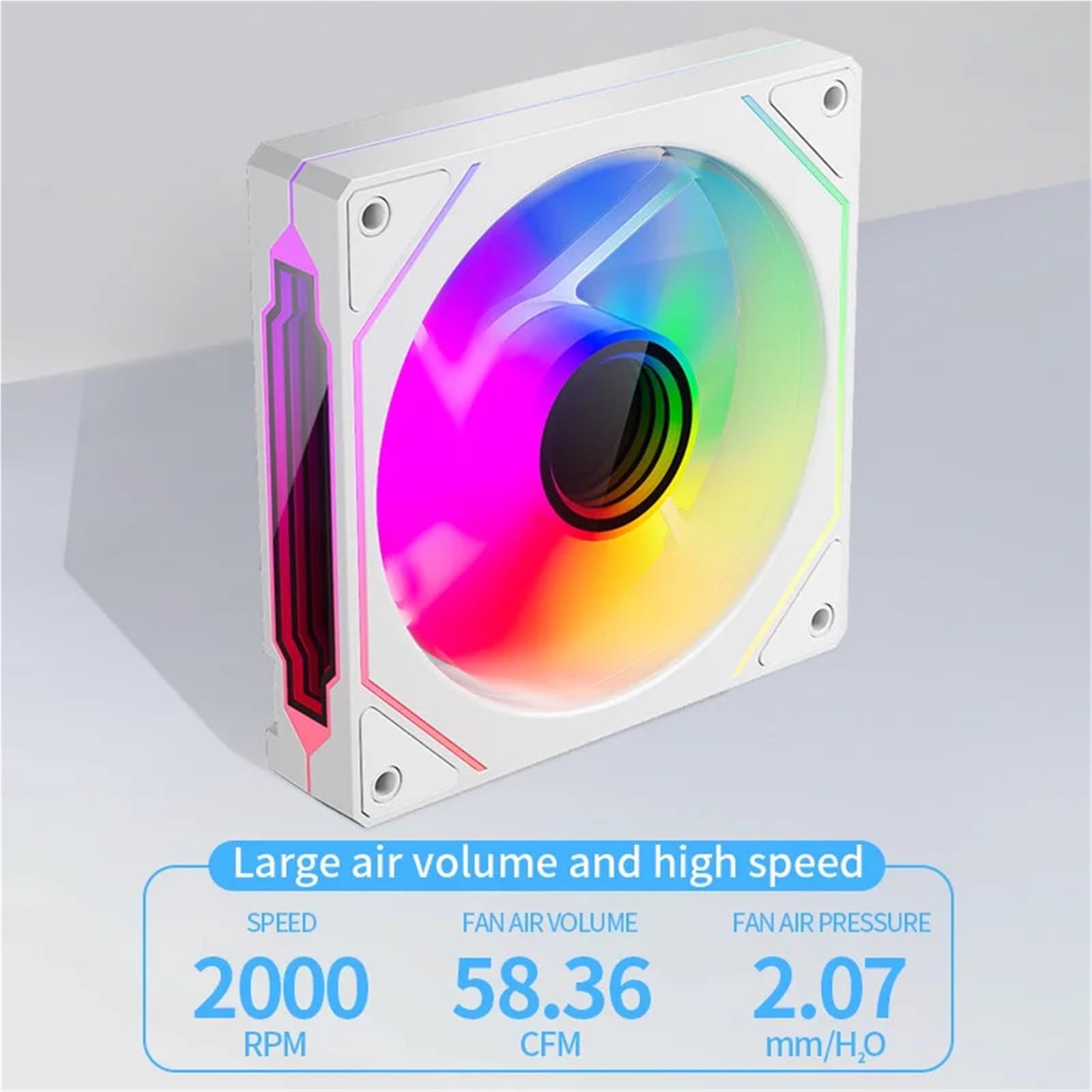 1 ventola ARGB da 120 mm a specchio, 5 V, 3 pin/4 pin, PWM, ventola di raffreddamento CPU per PC per gaming, design silenzioso e ciclico (nero in avanti)