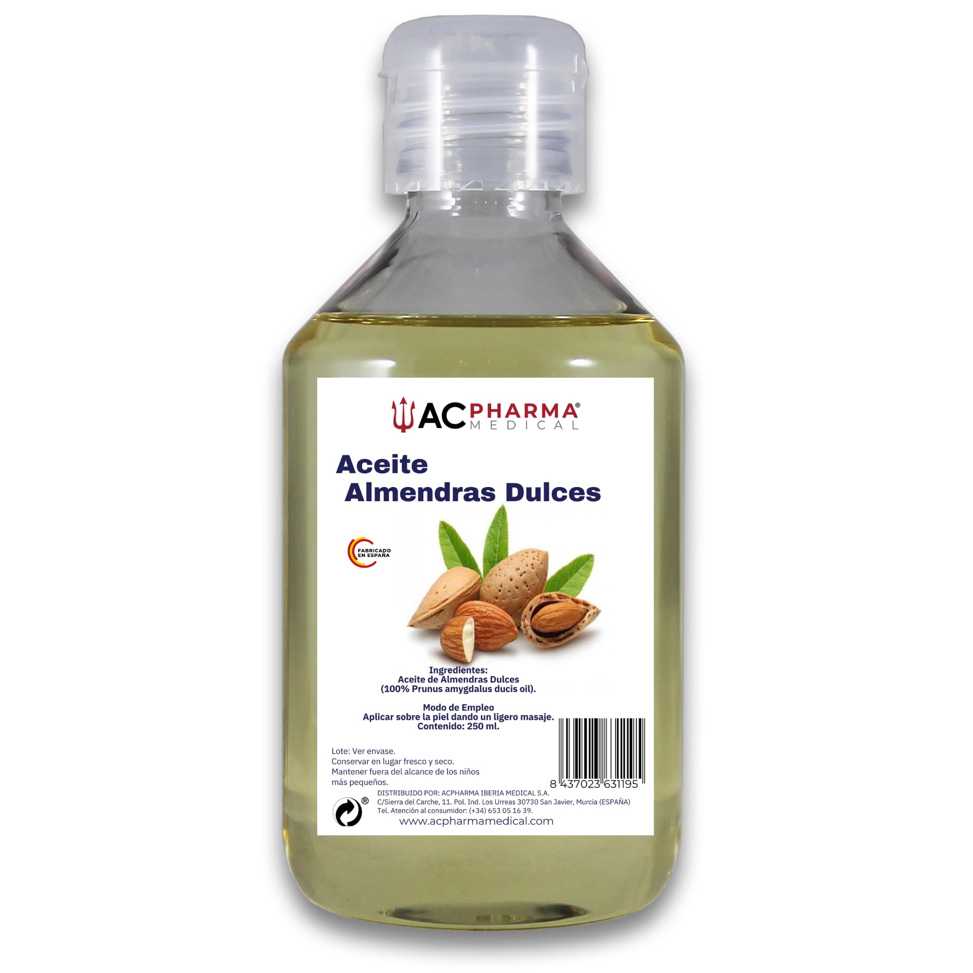 ACPHARMA MEDICAL - Aceite Almendras Dulces | Aceite Corporal 100% Puro y Natural | Ideal para Embarazo Bebé y Estrías | Hidrata Cabello y Piel