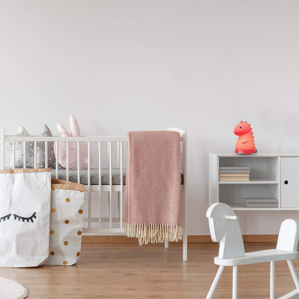 Adorable luz nocturna de silicona recargable LED multicolor cambiante integrada para habitaciones de bebés y niños, Tommy el dinosaurio