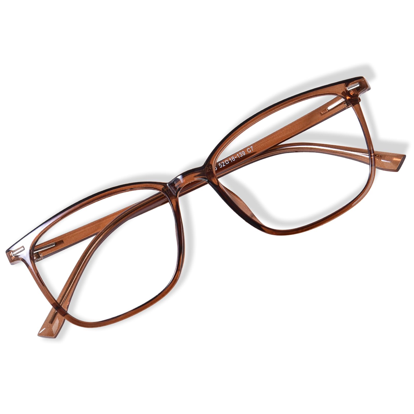 FONHCOO Blaulichtfilter Brille Damen TR90 Blue Light Blocking Glasses Blaulichtbrille ohne Sehstärke, Superleichte Anti-Müdigkeit Computerbrille Gaming Schutzbrille(Braun)
