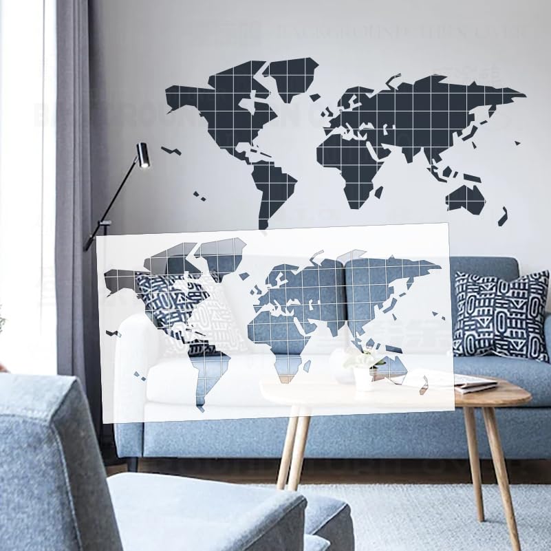 Carte du monde pochoir mural 101 cm grand modèle pour peindre meuble S584