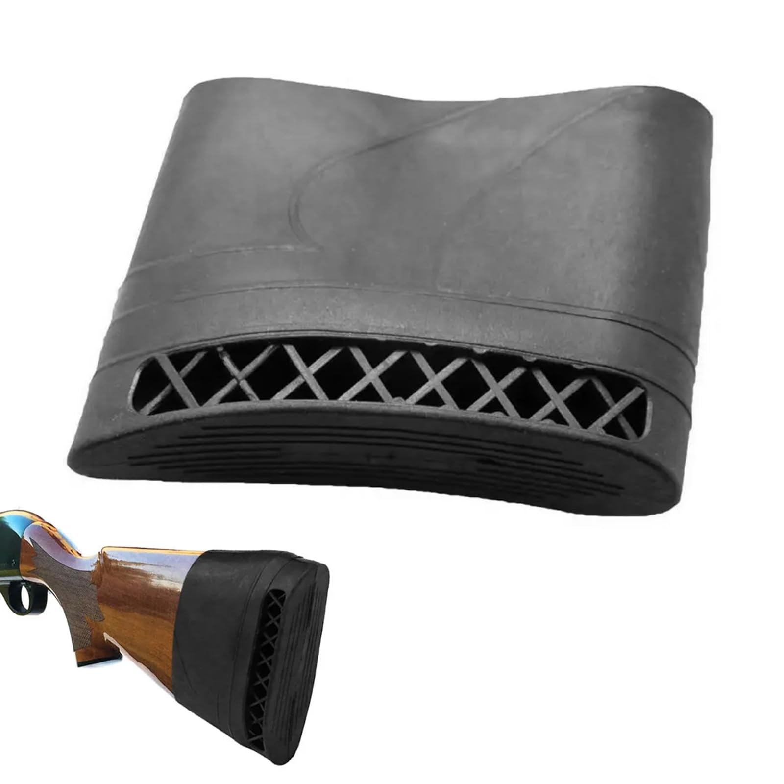 Almohadilla De Retroceso del Rifle De Caza, Cantoneras para Armas De Caza, Amortiguador De Goma para Rifle,Culata De Goma Antideslizante para Reducir Y Amortiguar El Retroceso (Negro)