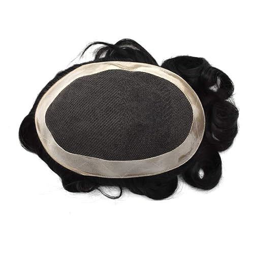 Miniatura 7 de RESHE Sistemas de reemplazo de cabello para hombre, tupé para hombres, cabello humano real, encaje suizo con PU alrededor de los hombres, pieza de