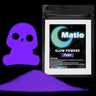 Matio Glow in The Dark Pigment Powder, 15g/0.5oz Purple Epoxy Resin Luminous Pigments Long Lasting Craft Colorant Dye for Slime, Nails Art, Acrylic Paint, DIY Fine Art, Halloween Christmas Decoration