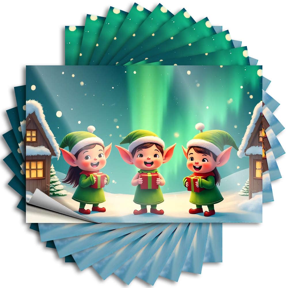 Fzfn Men's Colour Bathroom Decor Love Bumper - Three Elves Holding Colorful Presents In A Snowy Landscape. Removable Decal Case Easy Peel For Hunting(8X12cm)