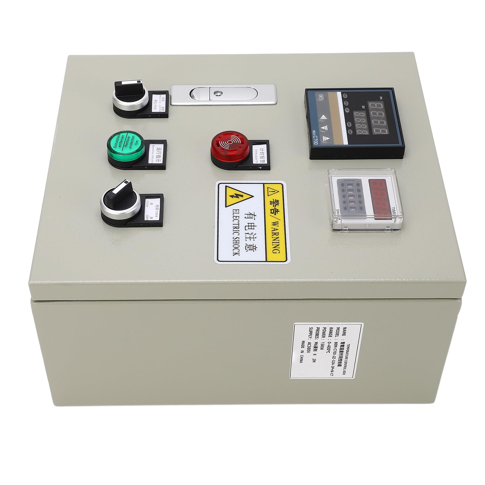 Jiawu Controlador de Temperatura PID Trifásico Caja de Termostato de 15 KW Pantalla Digital de Alta Precisión de 380 V Caja de Control de Temperatura Inteligente Calentador de Molde para Horno de