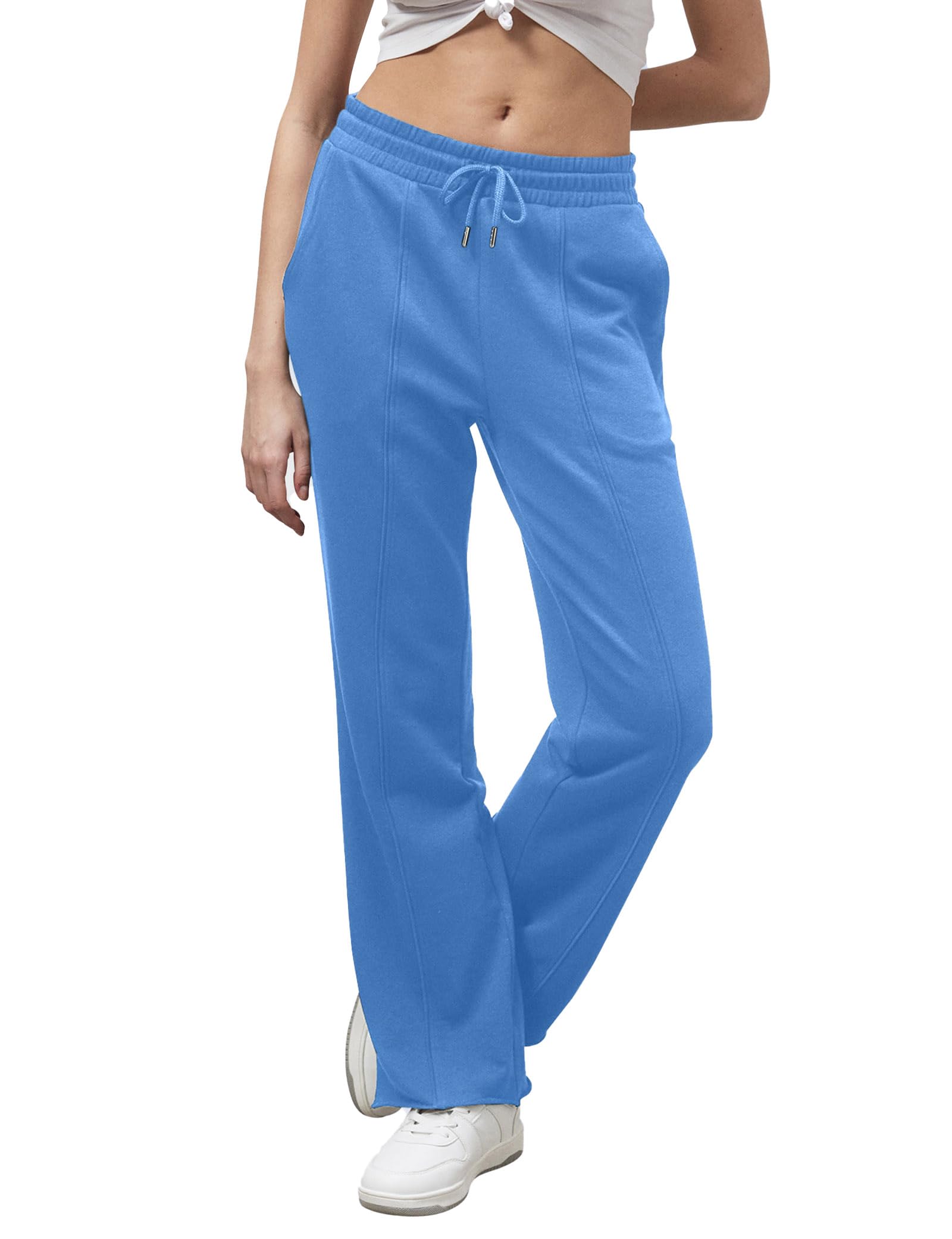 Enorsia Women's Blue Pin Tuck Front Jersey Trousers In Size 16