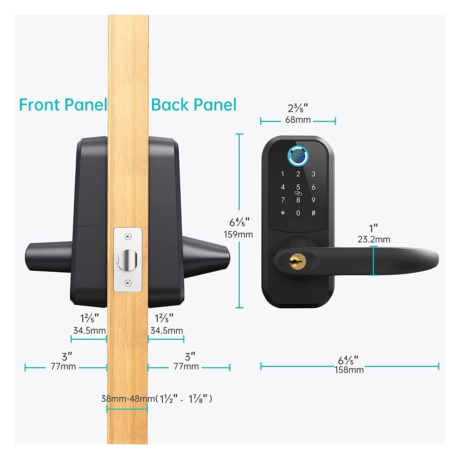 Serratura Smart, Serratura for porta intelligente con impronta digitale elettronica Password Sblocca serrature for tastiera for la maniglia della porta di protezione della sicurezza domestica ,Smart L