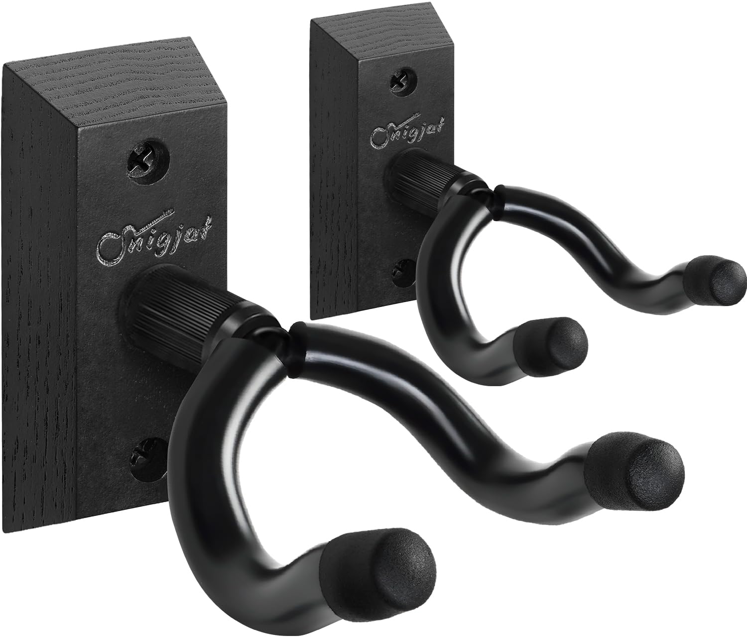 SNIGJAT Guitar Hanger 2 Pack, Hardwood Guitar Wall Mount with Rotatable Hook, Guitar Wall Hangers Holder Hook Stand for Acoustic, Electric, Bass, Banjo, Mandolin, Guitar Accessories for Guitar Player