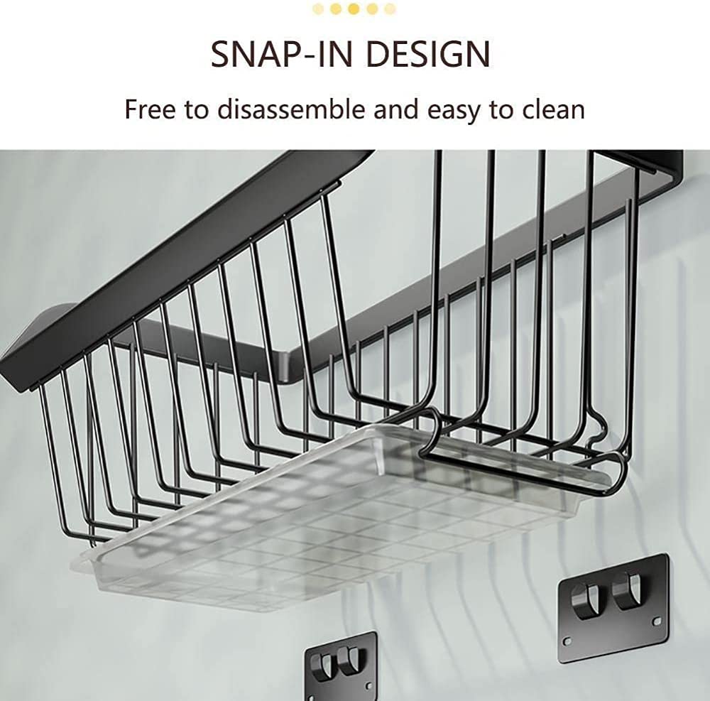 Obst- und Vetablekorb aus Metall zur Wandmontage, Slish Black Kitchen Sto Rack, Abtropfhalter für Obst & V, perfekt für Zuhause und Badezimmer