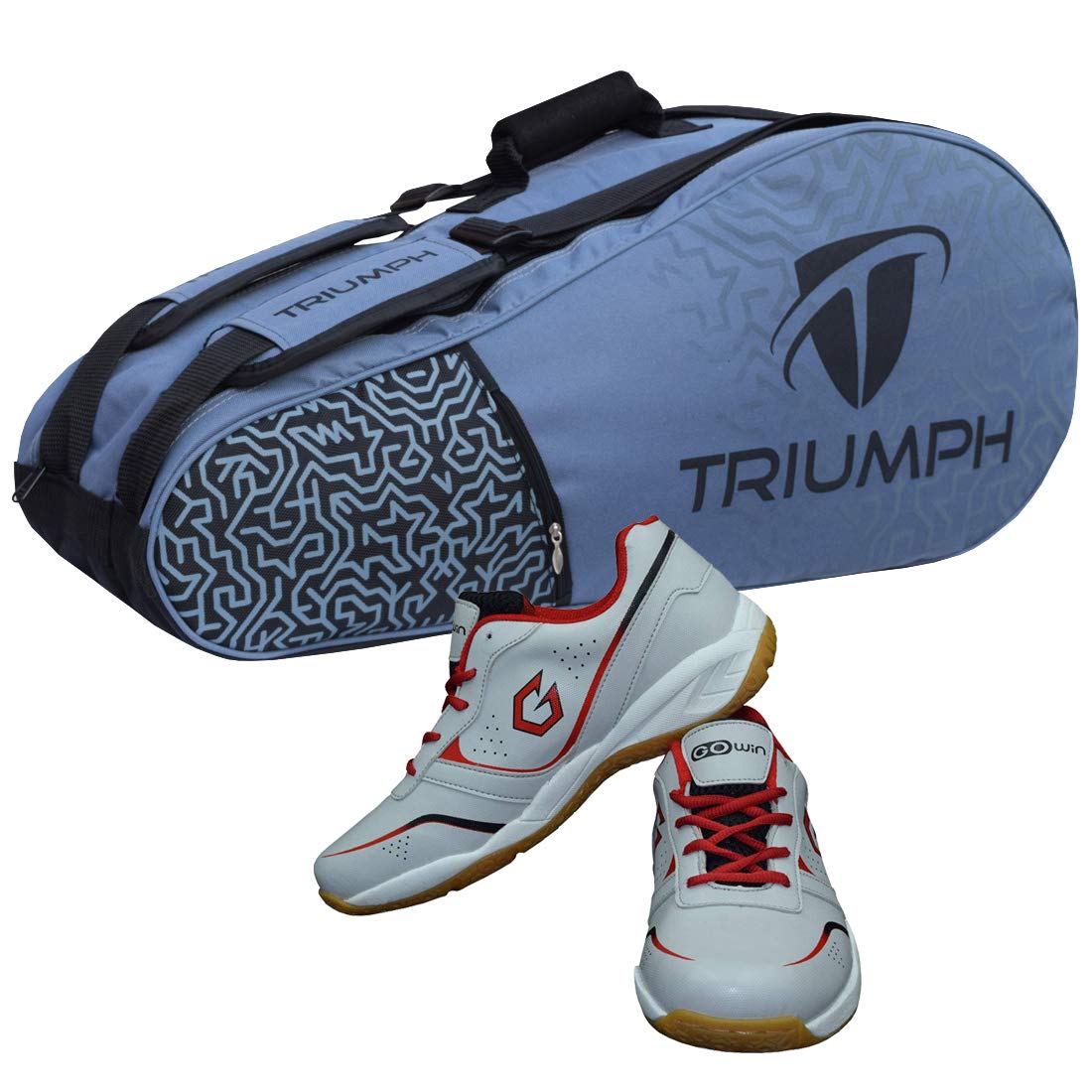 Badminton Shoe Smash Grey Size-11 with Triumph Badminton Bag 303 Grey/Black-image-30