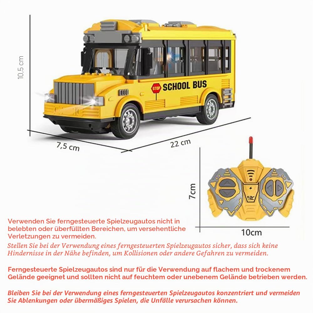 Ferngesteuerter Bus, RC Auto 1/30 4CH mit Licht, Musik, Tür Zum Öffnen, Ferngesteuertes Auto Schulbus Modell