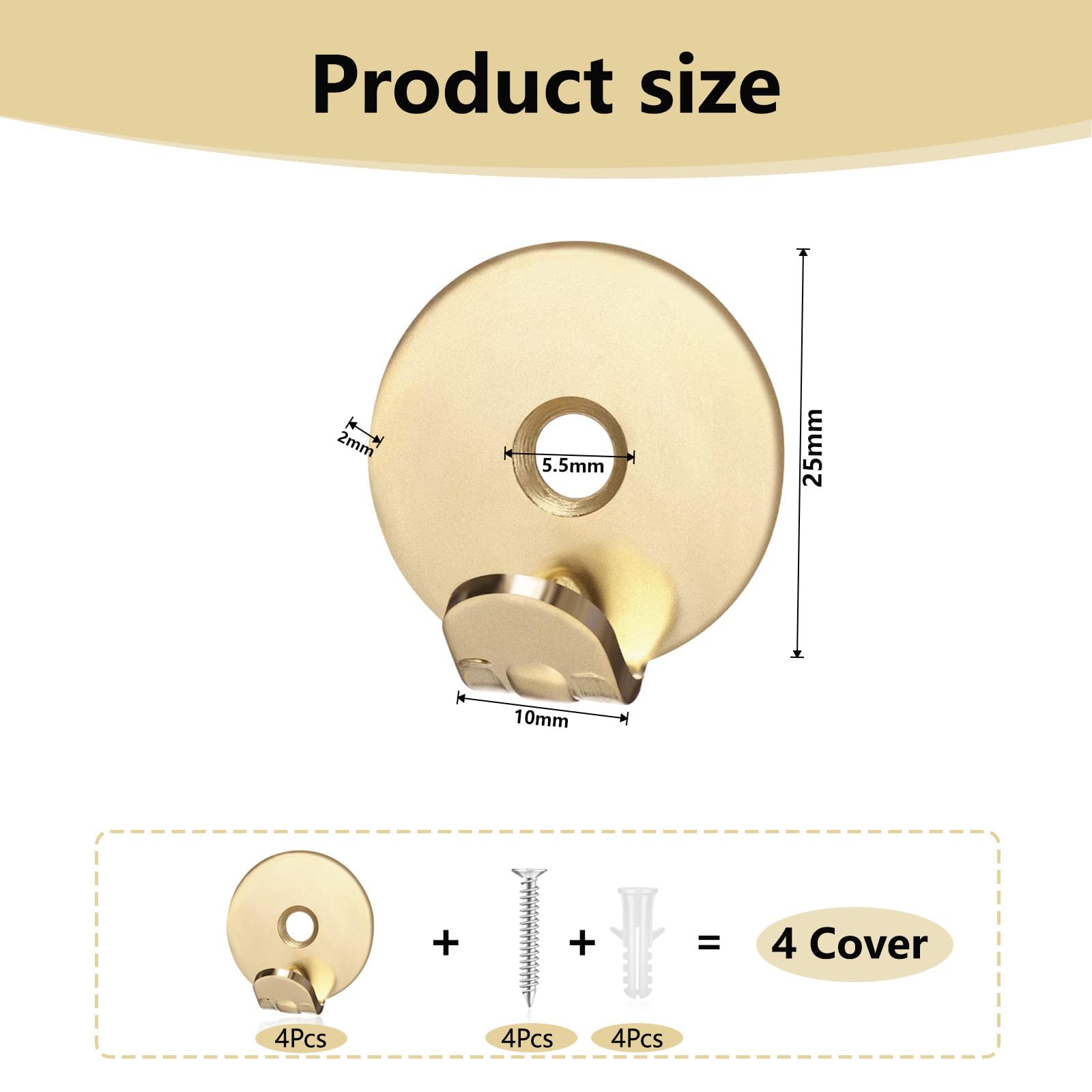 QGH Heavy Duty Mirror Hooks: 4 Pcs Hanging Hook Kit with Screws, Strong Metal Wall Fixings Ideal for Plasterboard Mirror - Image 2