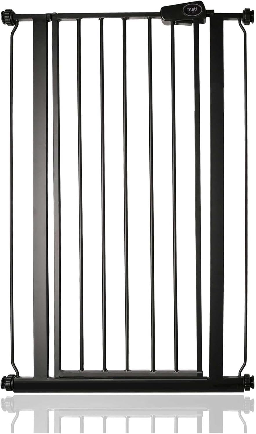 Safetots Cancelletto di Sicurezza Extra Alto in Metallo con Chiusura a Pressione, 68,5cm - 75cm, Nero Opaco, 104cm di Altezza, Cancelletto per Scale Extra Alto, Cancelletto per Bambini Alto
