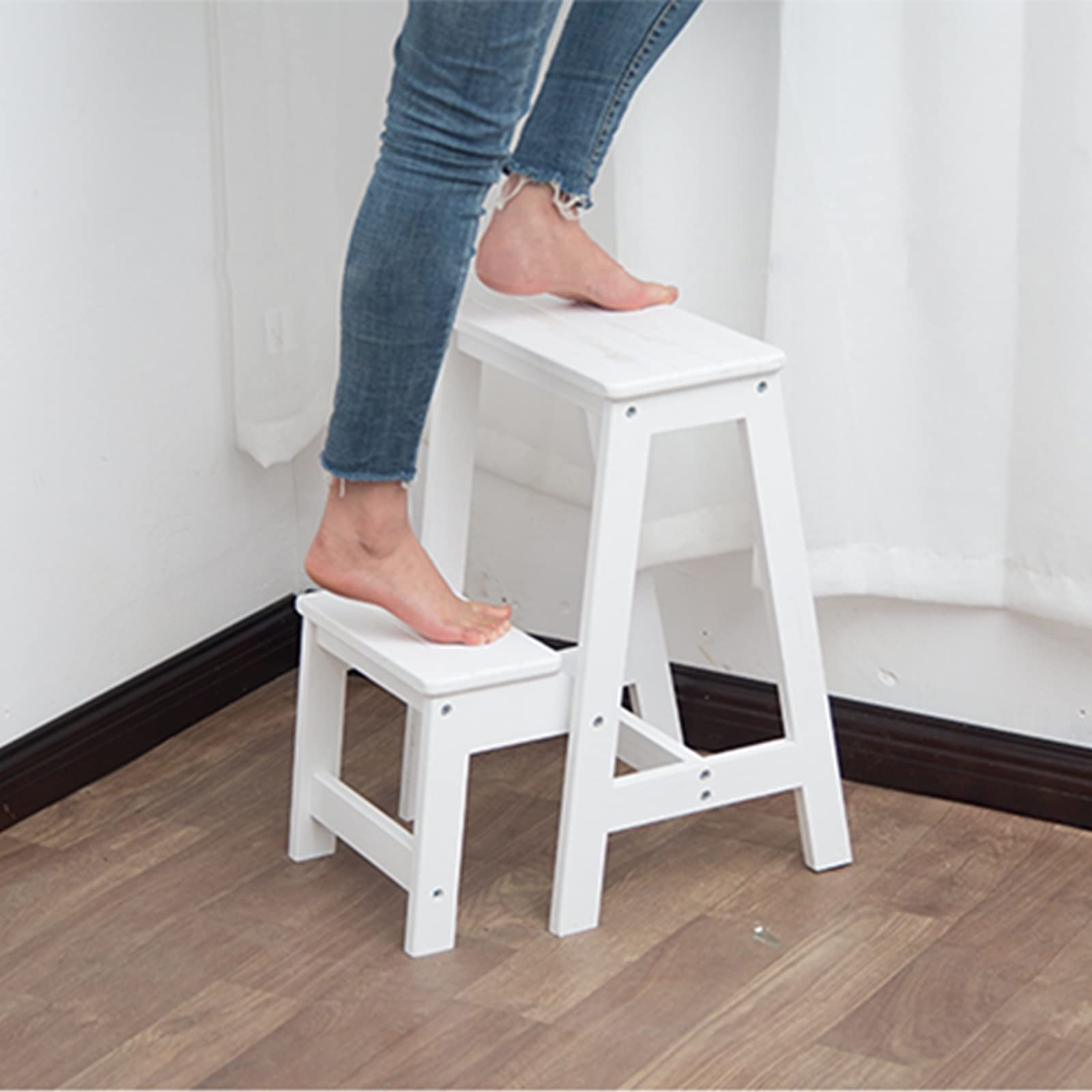 Taburete de 2 taburete de escaleras plegables taburetes pequeños para pies banda de rodadura anslizante de seguridad para el hogar biblioteca cocina escalera de