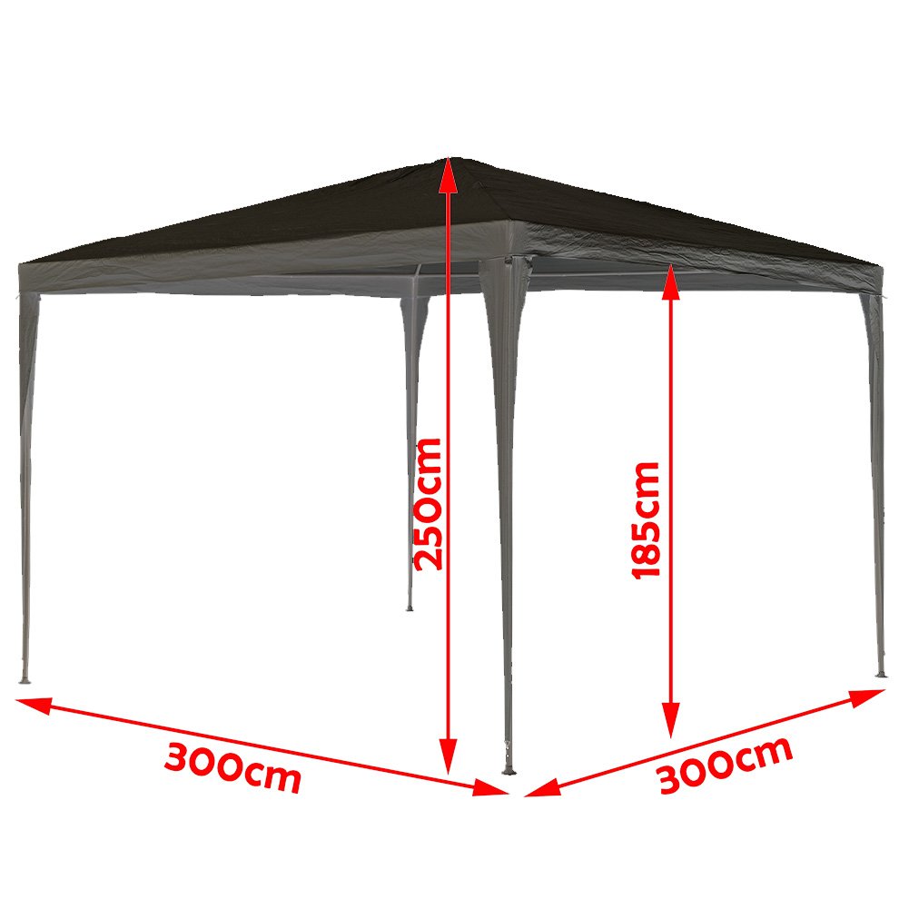 Bakaji Gazebo da Giardino 3x3 mt Struttura Tubolare in Metallo Telo PE Impermeabile Grigio
