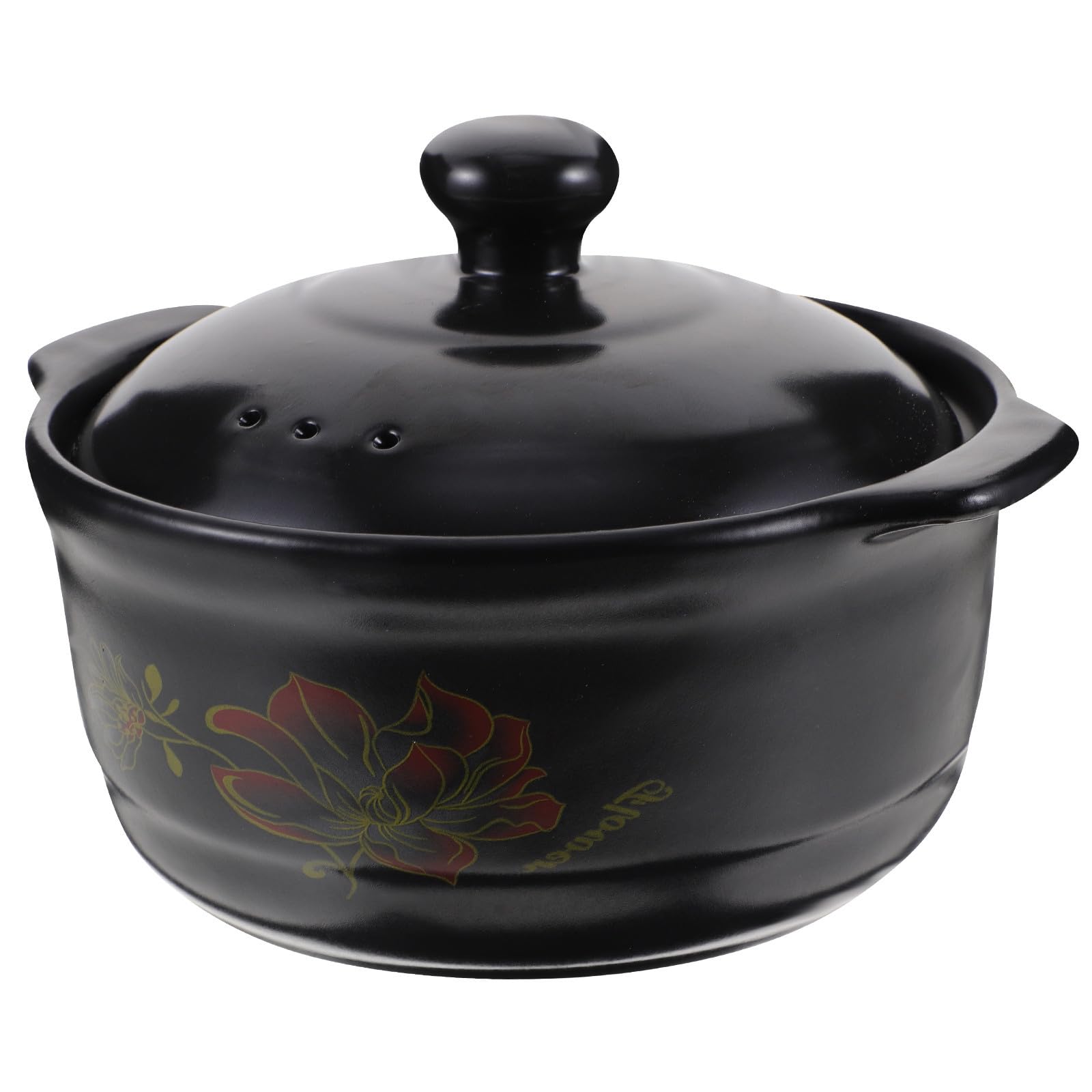 Pentola in Ceramica Nera Coperchio, per Cucina e Cottura | Distribuzione Uniforme del Calore, Conserva Calore, Praticità Elevata, Uso Domestico Quotidiano