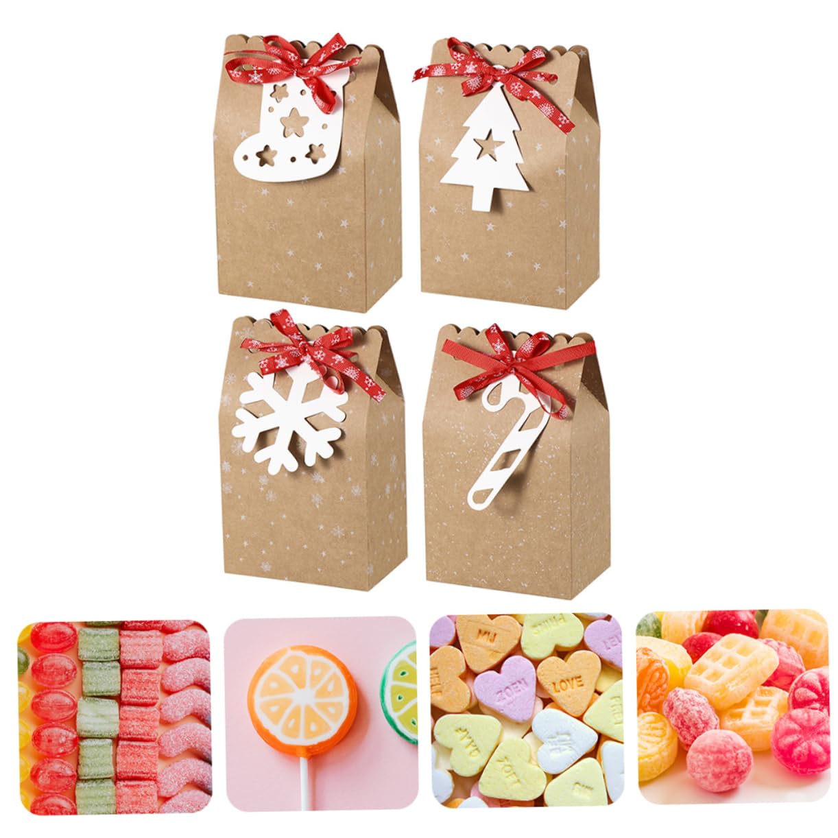 HAPINARY 24pezzi Sacchetti Per Caramelle Di Natale Materiali Di Colori Alla Moda Ecocompatibili e Motivi Natalizi Per Contenere Caramelle e Piccoli Regali