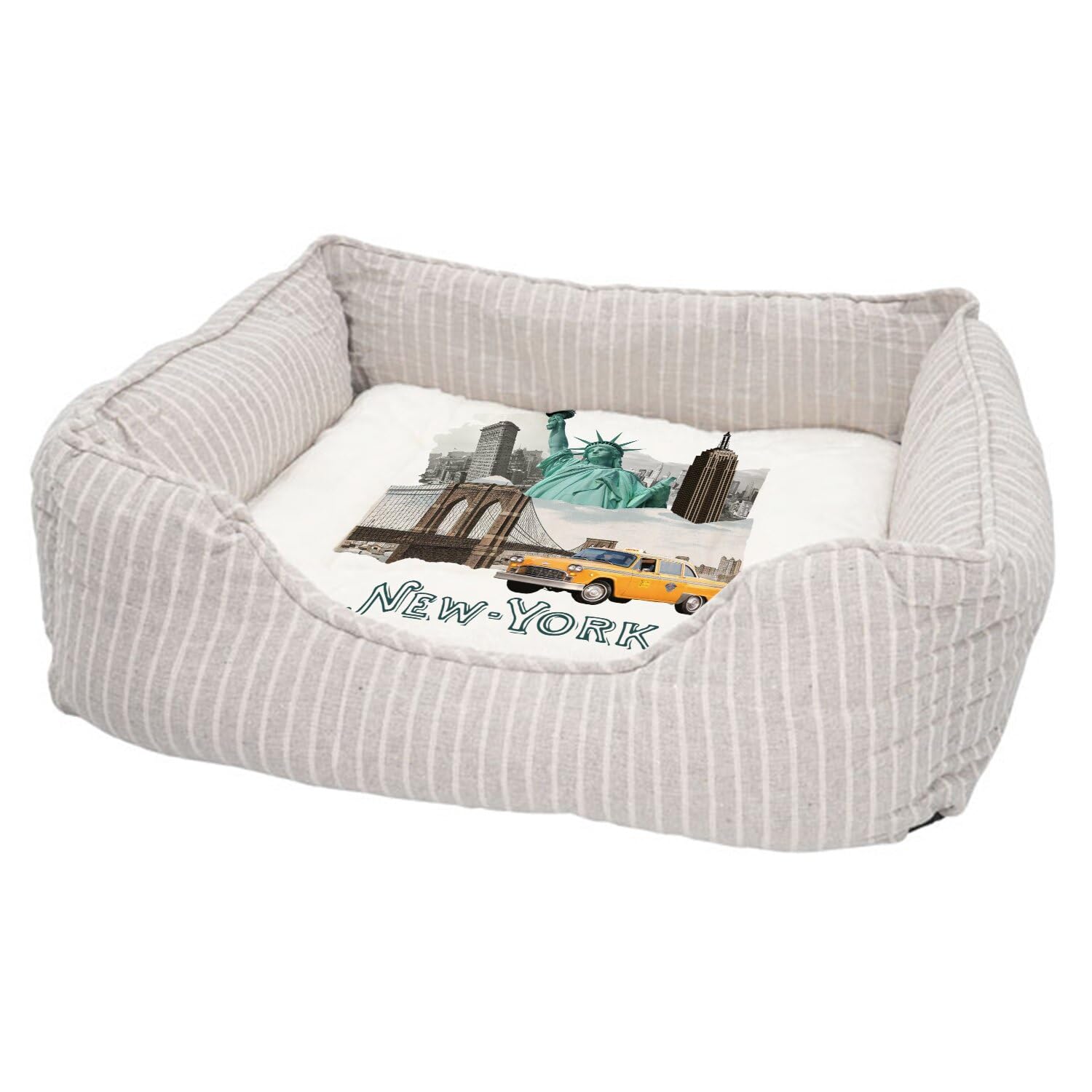 Lit pour chien et chat déhoussable - Panier moelleux lavable imprimé