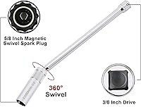 Vista 3 de CASOMAN Juego de 6 piezas de llaves de bujía magnéticas giratorias de 3/8 de pulgada, incluye vaso de 9/16 pulgadas, 5/8 pulgadas, 13/16 pulgadas