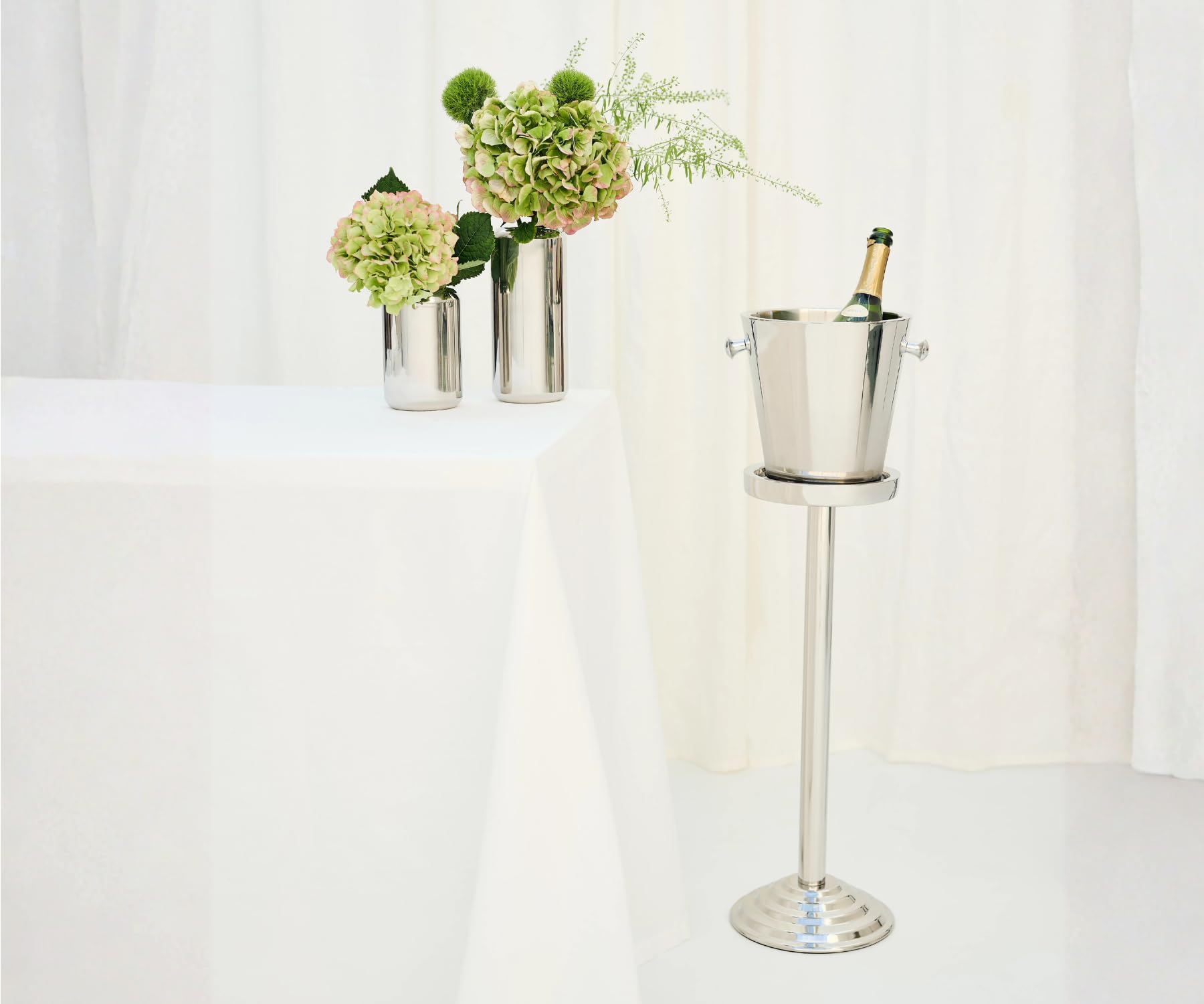 EDZARD Secchiello per vino Maya (H 28 cm, Ø 20 cm), acciaio inox martellato, con manico, per 1 bottiglia – secchiello per bottiglie, secchiello per champagne, secchiello per spumante