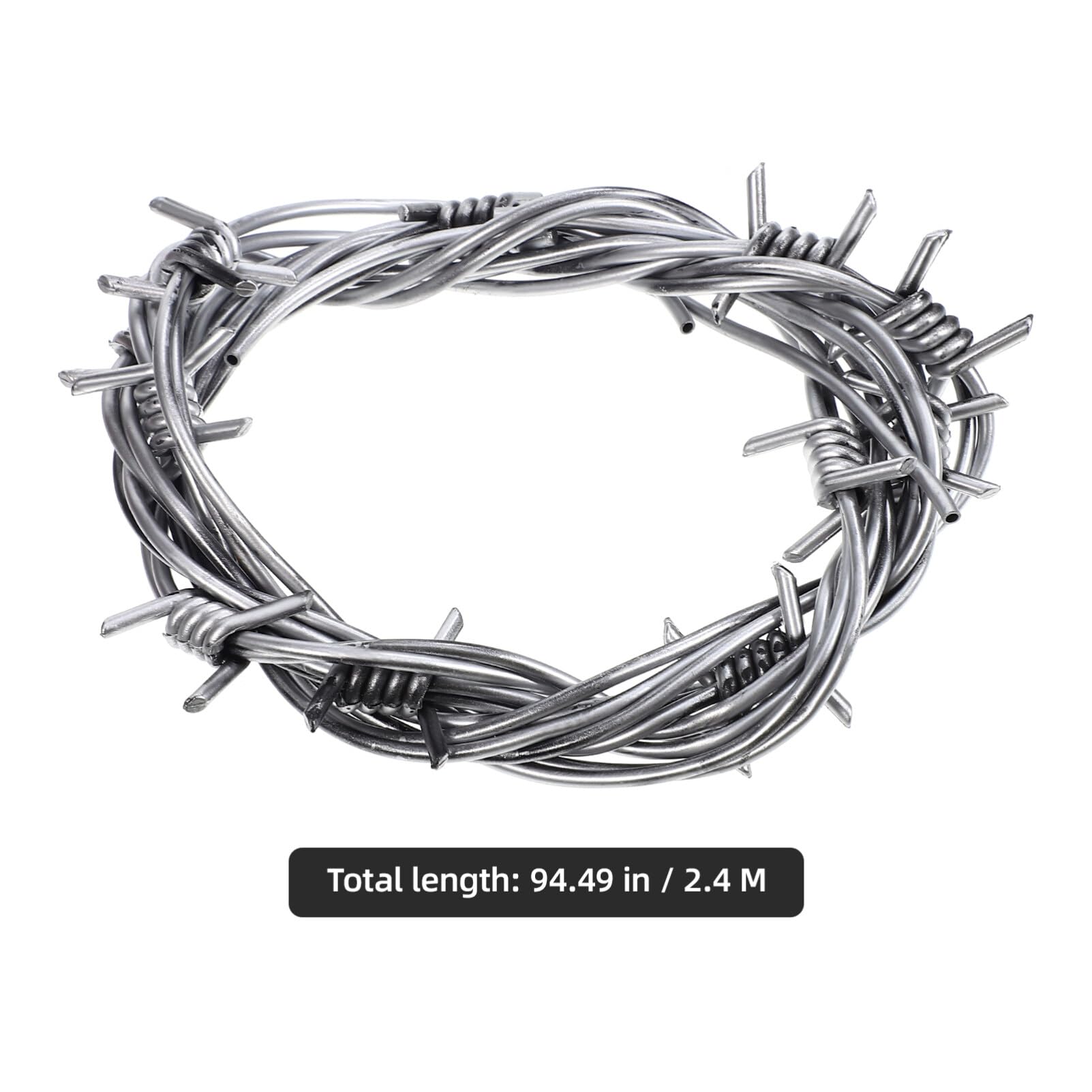 SHERCHPRY 2pcs Silver PVC Barbed Wire Props, Realistic Design, 2.4m Each, Chrome Finish, 1 - Image 2