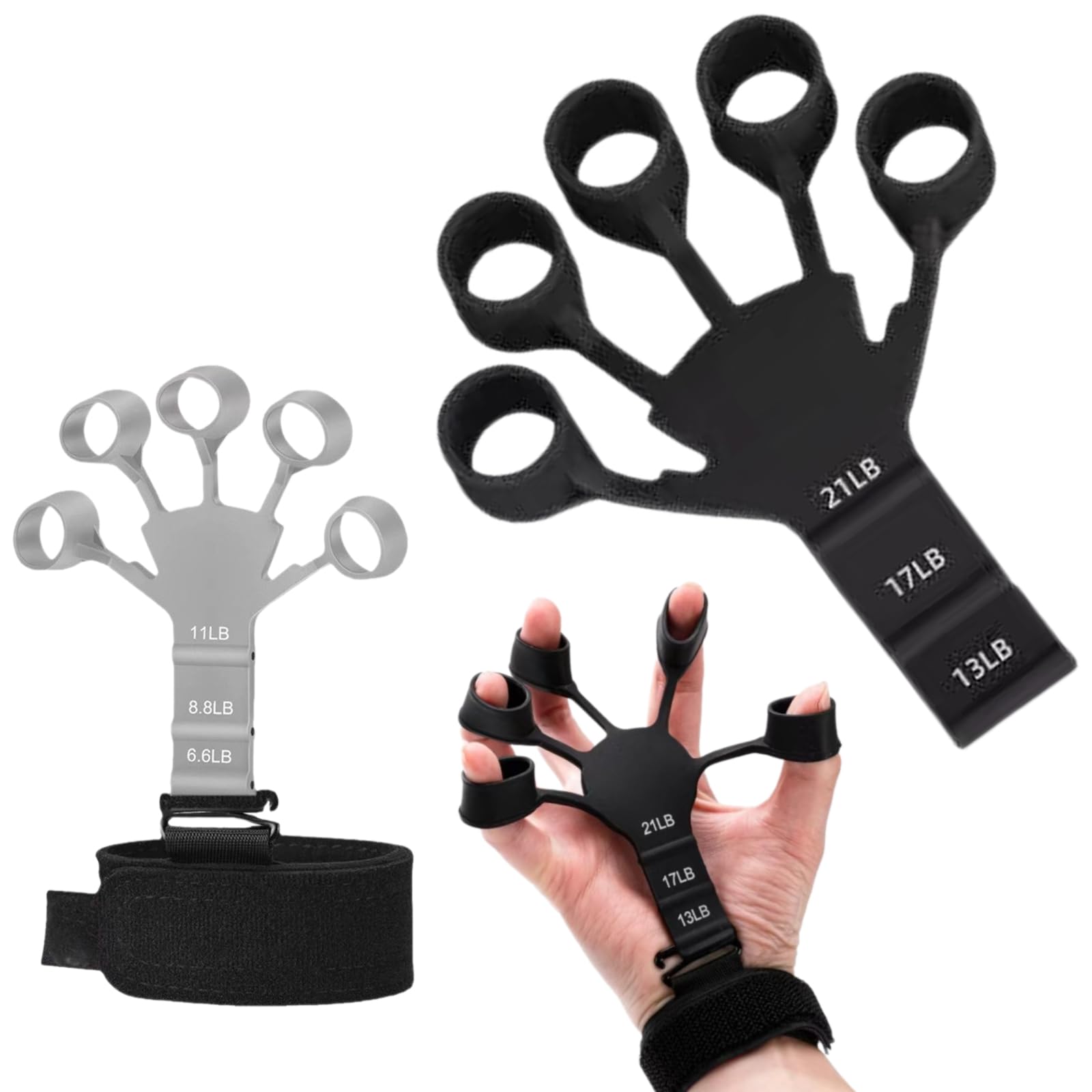 Finger Strengthener,Finger Trainer,Hand Strengthener Finger Exerciser Stretcher,6.6-21Lbs Adjustable Finger Strengthener,Finger Exerciser & Hand Strengthener,Suitable for Sports,Climbing