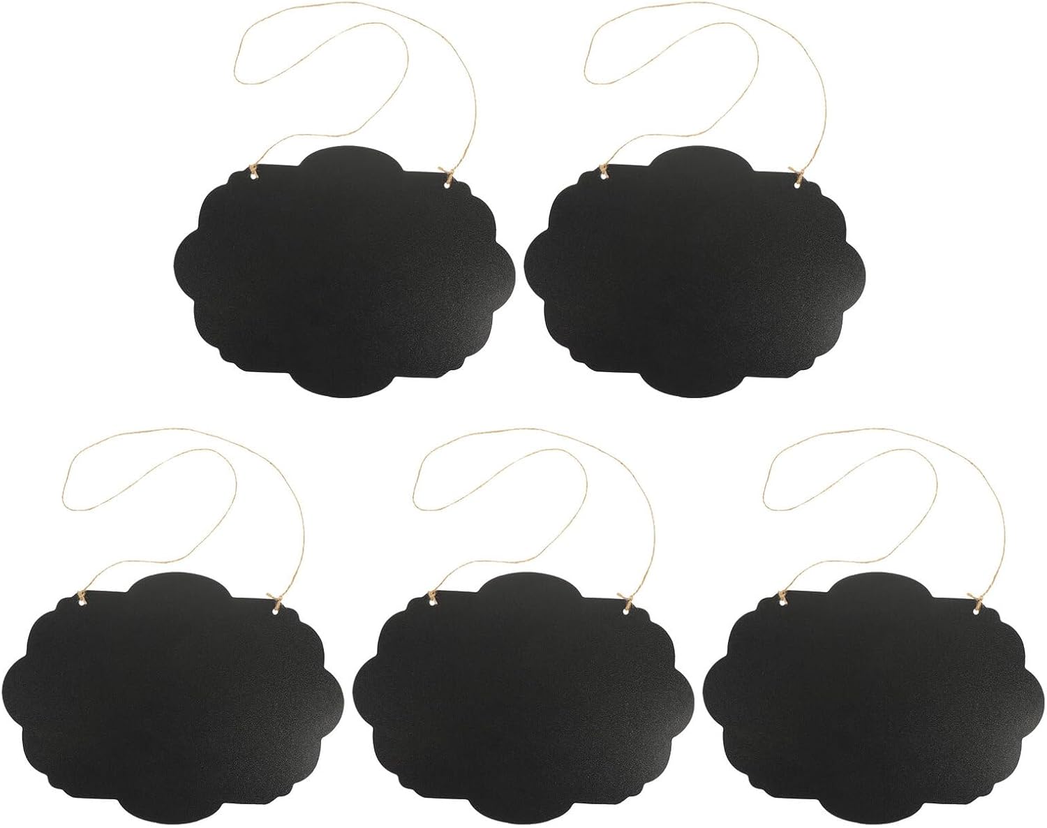 Ciieeo Double-Sided Wood Hanging Chalkboard with String, Wall Memo Board Sign for Home and Office, 5pcs Set