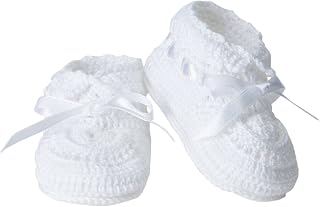 Jefferies Socks Newborn Baby Girls Hand Crochet Booties - 100% Mercerized Cotton, Soft Durable Infant Shoes in Gift Box