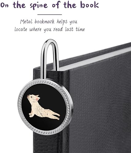 Miniatura 9 de Marcapáginas de metal de Bulldog francés para amantes de libros, divertidos y lindos marcadores para amigos, regalo dorado y plateado