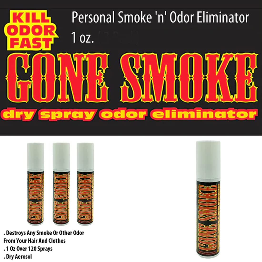 Amazon.com: Gone Smoke for Hair and Clothes- Personal Smoke n Odor  Eliminator (.60 oz) : Health & Household