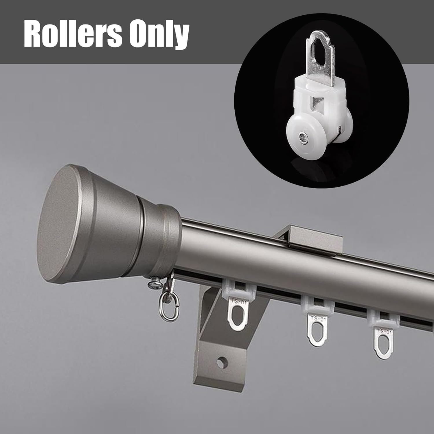 Curtain Track Rollers Wheels, Curtain Rod Pulleys Replacement, Curtain Rails Sliding Glider, Curtain Track Hardware Slides Wheels Roller Hooks(40pcs)