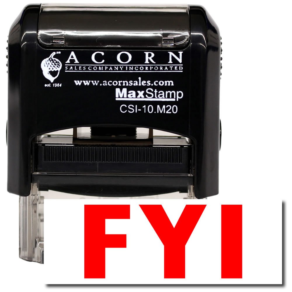 Red Ink Self-Inking FYI Phrase Stamp - Ideal for Receptionist Use, Quick and Efficient Communication Tool, Durable and Long-Lasting, 1/2 x 1-1/2, Easy to Use, Ideal for Office Environment