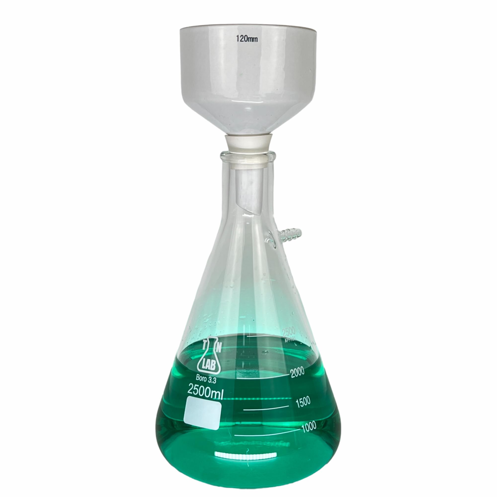 TN Lab Buchner - Kit de embudo de filtro de 120 mm y un frasco de vacío de 2500 ml y 2,5 L