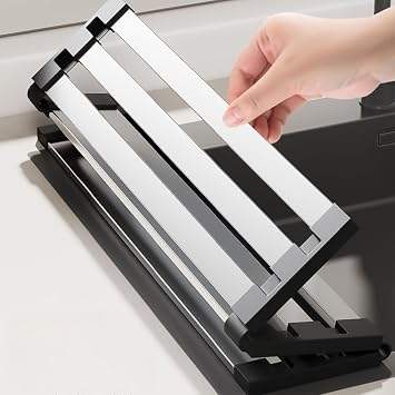Over Sink Drainer Rack, Roll Type, Stainless Steel Countertop Folding Dish Drying Rack, Sink, Dish and Washing Rack, Cutting Board Holder